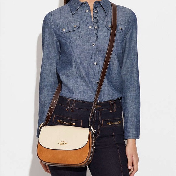 Coach Macie Saddle Bag In Colorblock Crossbody Like New - Picture 3 of 14